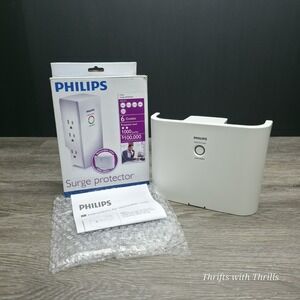 PHILIPS Surge Protector - Removable Cover Hide‎ Cables - 6 Outlets - NIB